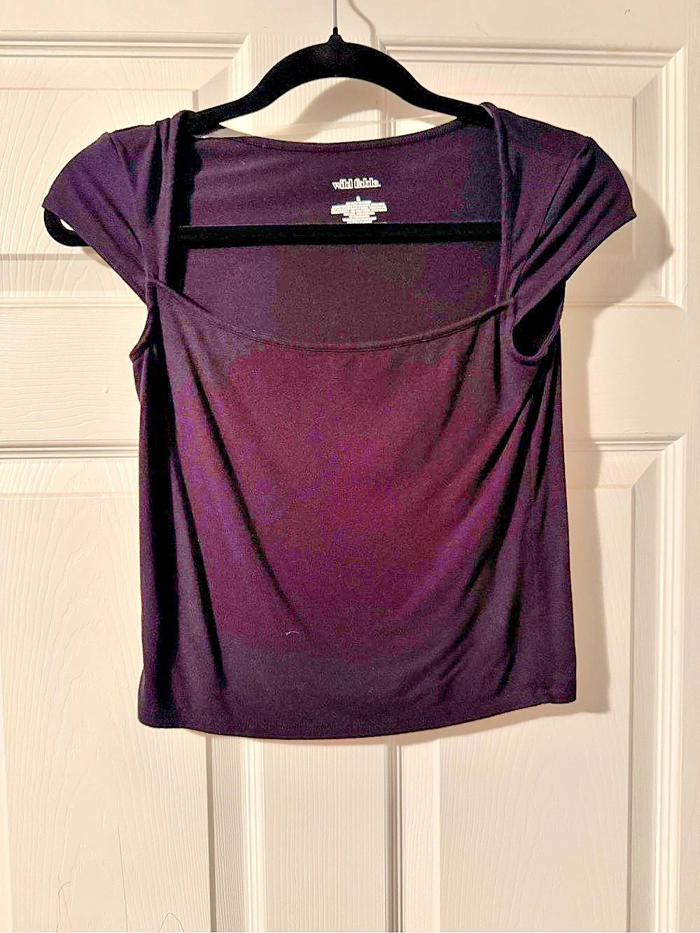 Wild Fable Short Sleeve Square Neck Fitted T-Shirt Black Small